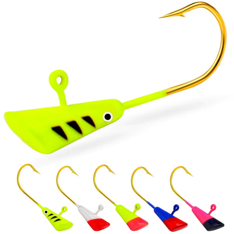 25pcs Fishing Hooks Painted Shad Dart Jig Heads Crappie Panfish Bass Lures Bait Goods Hooks Fishing Accessories 0.8g/2g