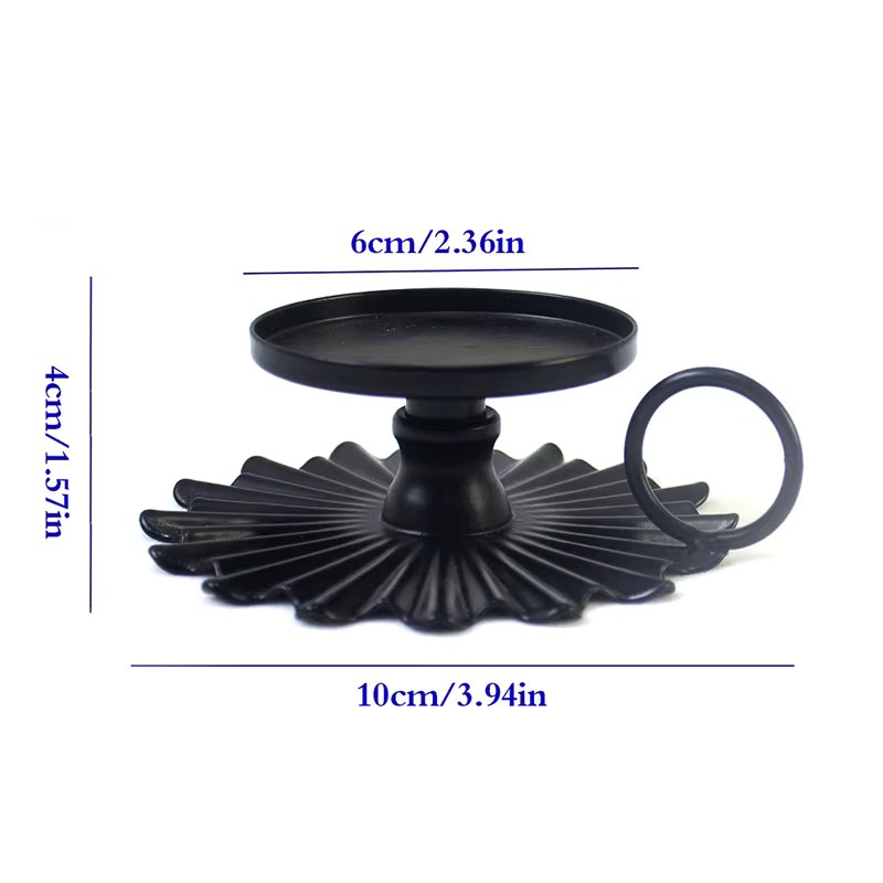 1PC Holder Iron Taper Candlestick Candleholder Black Metal Pillar Plate Holders Stand Christmas Wedding Desktop Cast Decor Fan