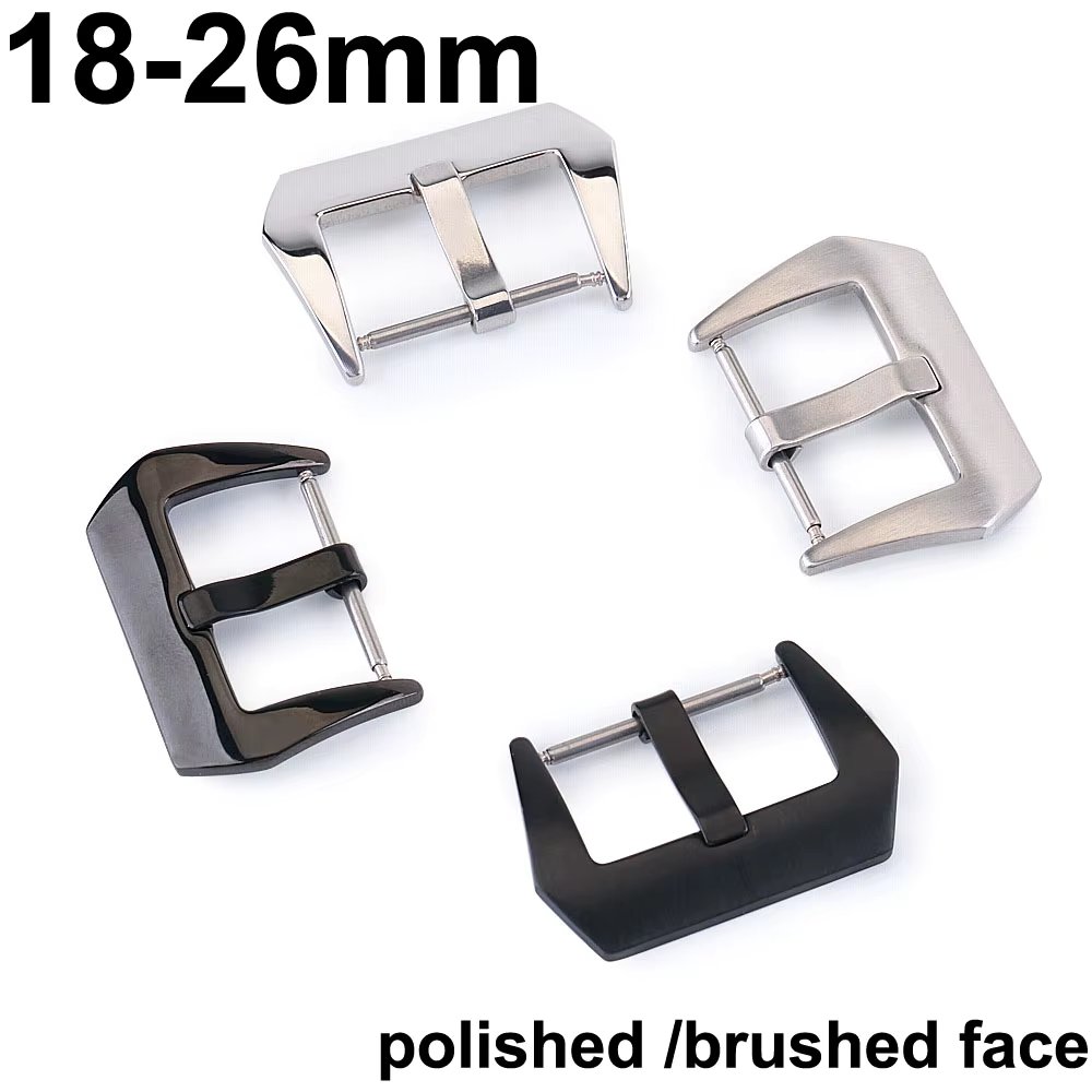 PDH Stainless Steel Watch band Replacement Buckle for Watch Strap Clasp Glossy Brushed Repair Parts 18mm 20mm 22mm 24mm 26mm