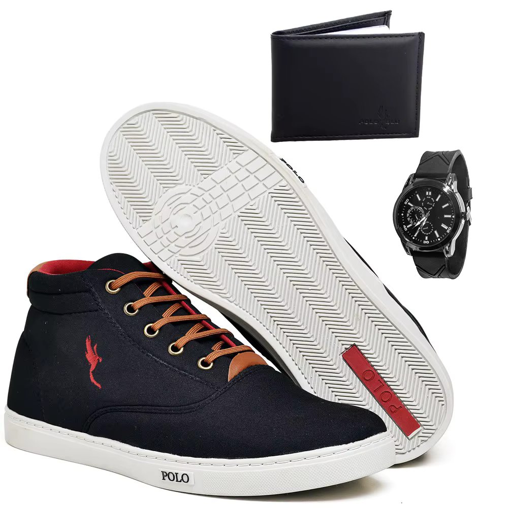 Cano Alto Polo Blu Men's Sneakers with Watch and Special Combo Wallet from 37 to 46.
