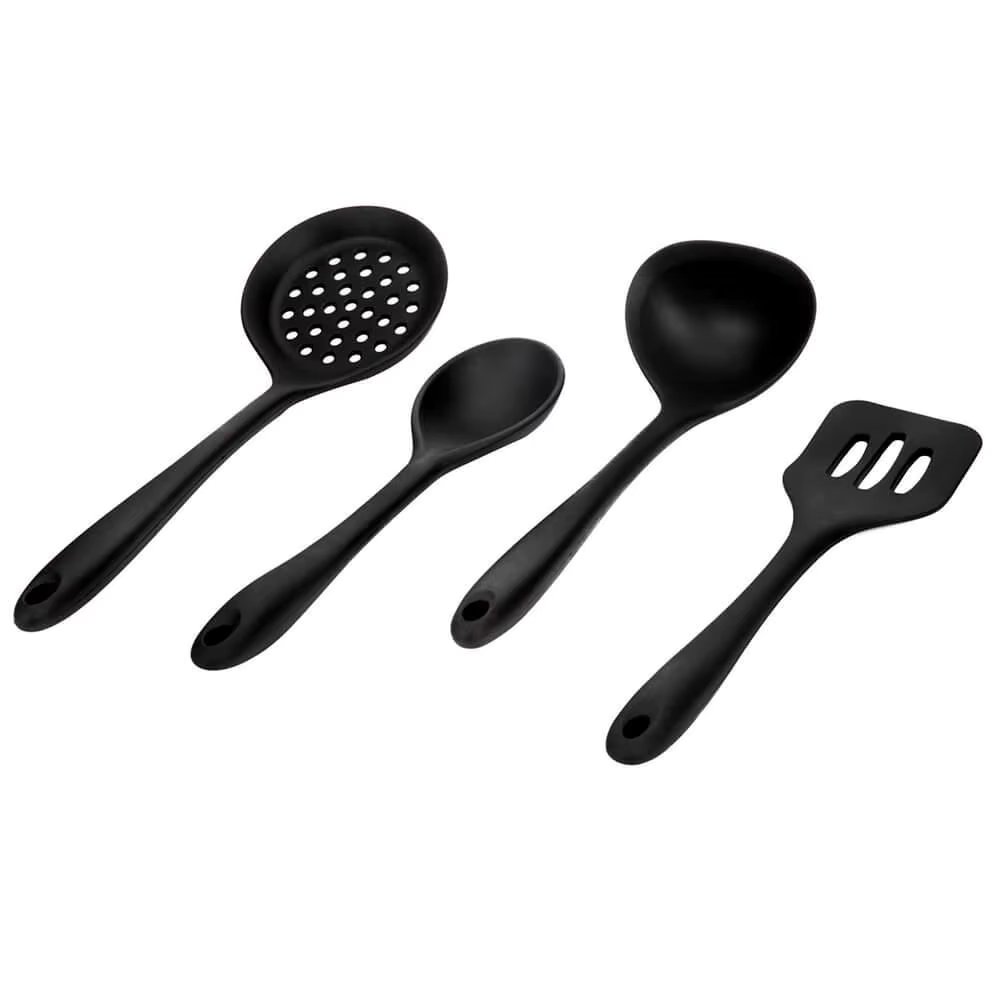 Black Vegas Silicone Kitchen Utensils Set 4 Pieces-Casambiente
