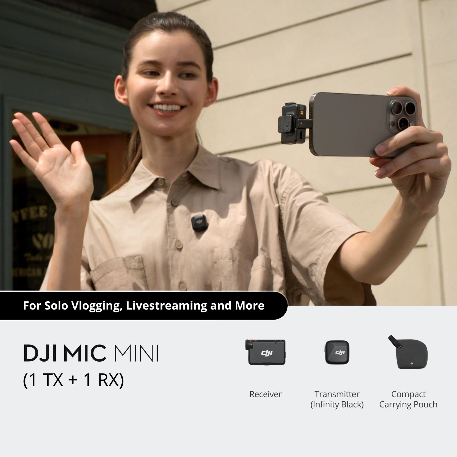 DJI Mic Mini  Wireless Microphone 48-Hour Operation w/ Case Two-Level Active Noise Cancelling