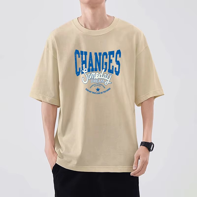 Trend in-order printing Learing over-fit Big-size Round Half-sleeve Long T-shirt Cotton 100% unisle TS2578