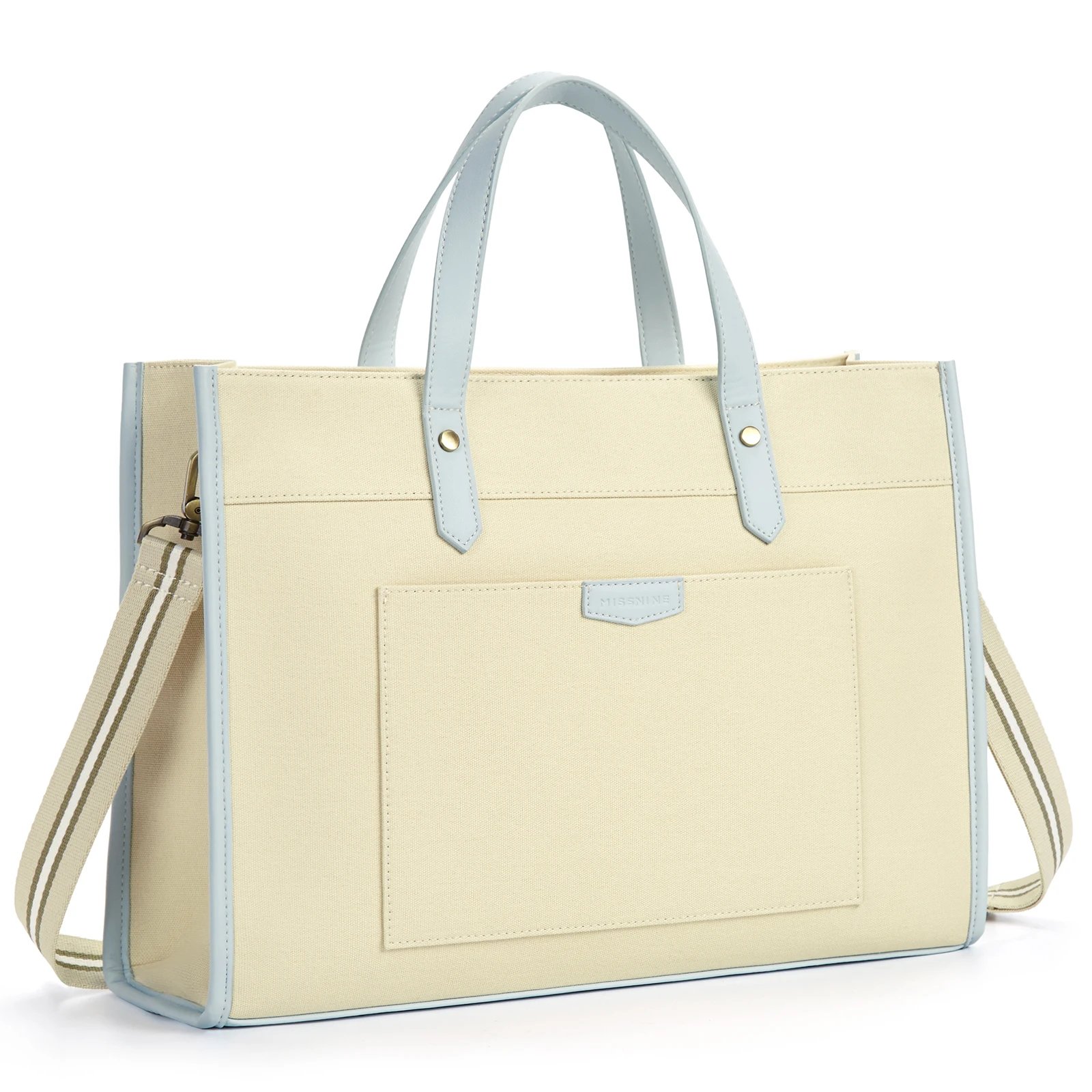 Missnine Women Large Tote Bag Ladies Canvas Handbags Fashion Crossbody Bags 15.6in Laptop Briefcase for Office College Casual