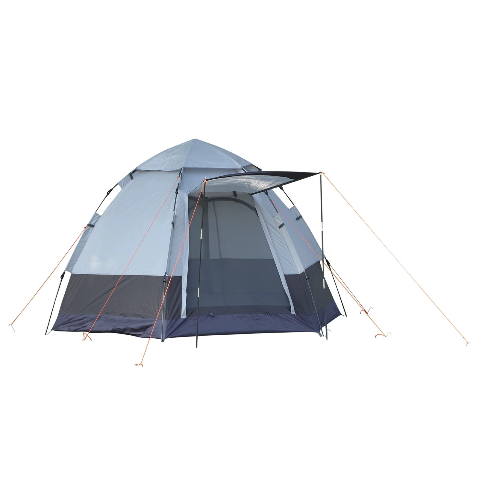 Outsunny Camping tent for 2-3 people folding Camping tent with 2 doors waterproof anti-UV automatic lever and bags for hiking beach 260x260x150 cm black and gray