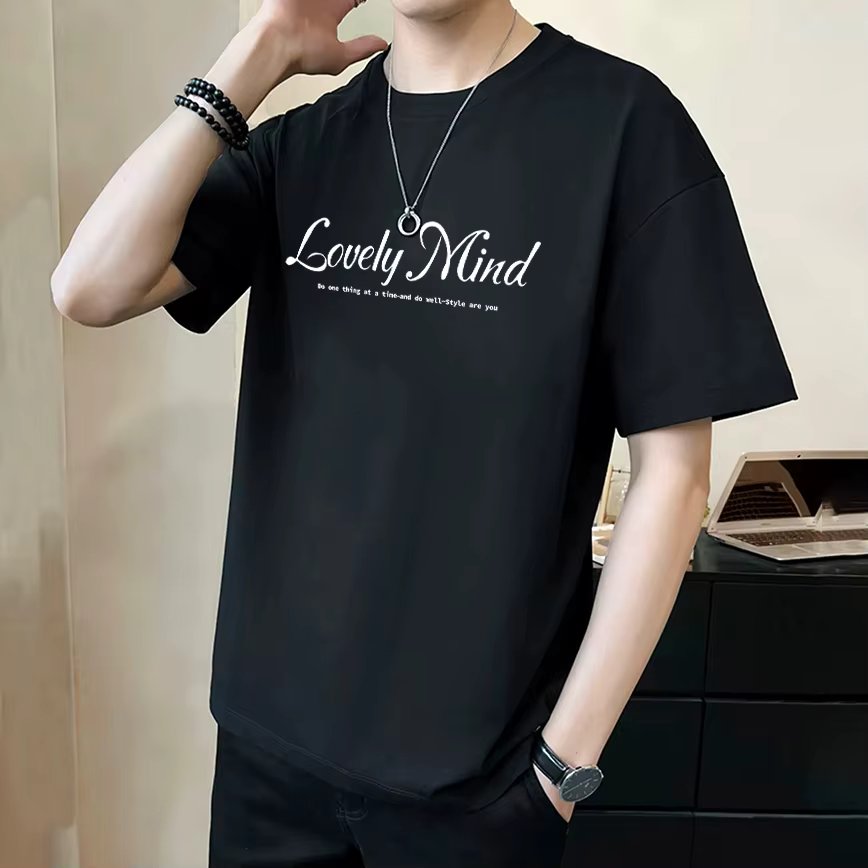 Trend-in Men's Half-sleeved Pure cotton box with a printed printed overfit T-shirt big size TS2000