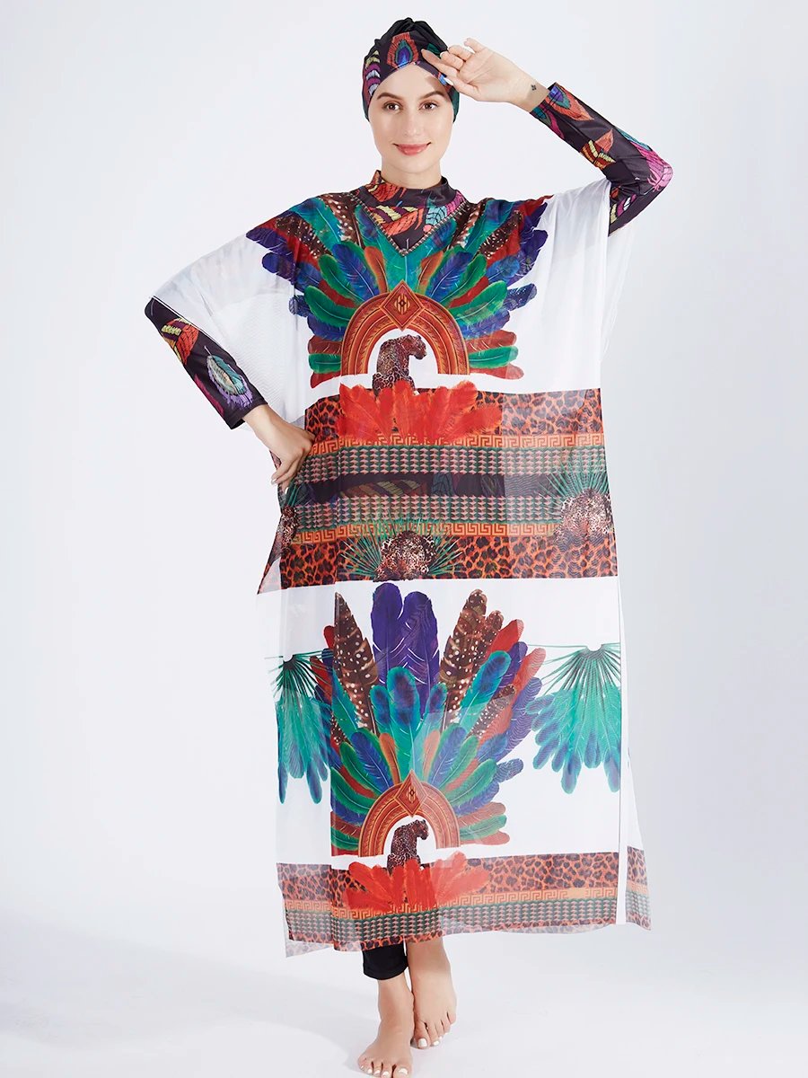 3/4PCS Muslim Modest Swimwear Women Burkini Full Cover Swimsuit Islamic Long Sleeve Swimming Suit Bathing Beach Wear