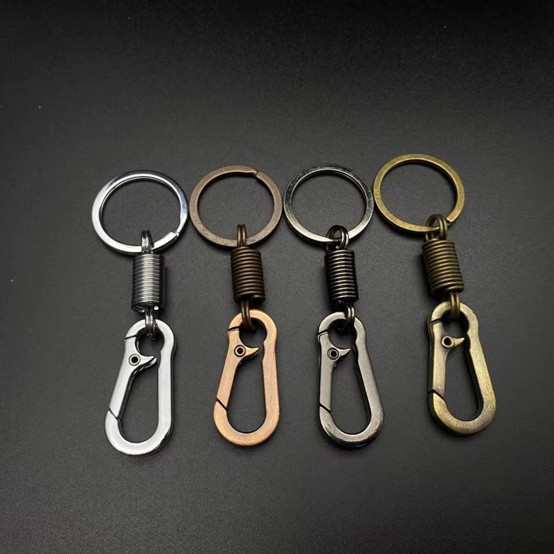 Metal Zinc Alloy Carabiner Keychain Key Chain Ring Holder Organizer Spiral Retractable Spring Coil Keychain Anti-rust Key Clip