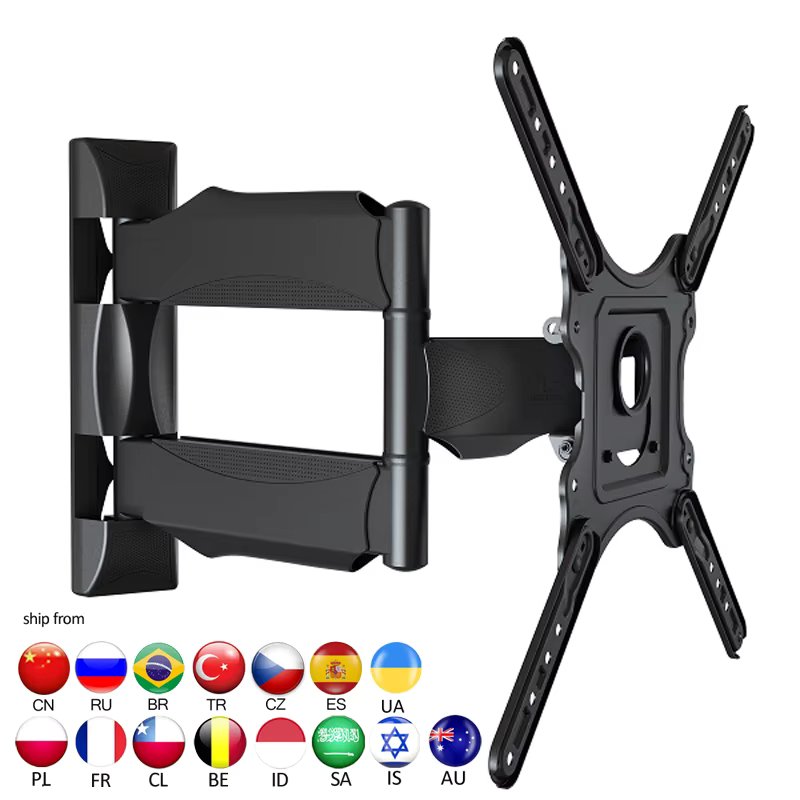 NB DF400 P4 32"-55" retractable 3 arm swing full motion 70kg tv wall mount articulating bracket with adaptor 400x400 hide cable