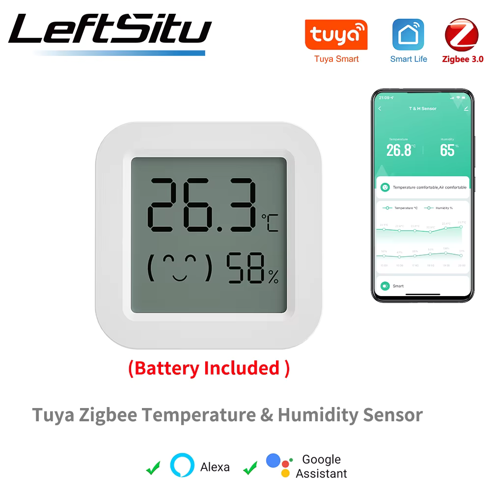 Tuya Zigbee Temperature Humidity Sensor Mini LCD Digital Display APP Remote Control Thermometer Hygrometer