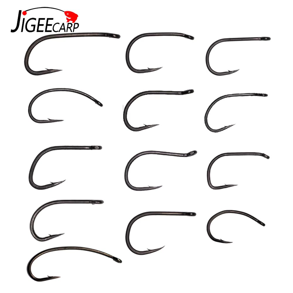 100pcs Coated Carp Fishing Hooks High Carbon Steel Fishhooks Matt Black Sharrp Carp Hooks with Barb For Hair Rigs