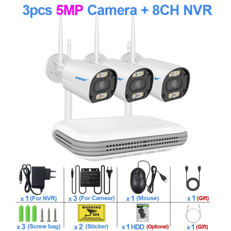 8CH NVR 3 Cams 5MP