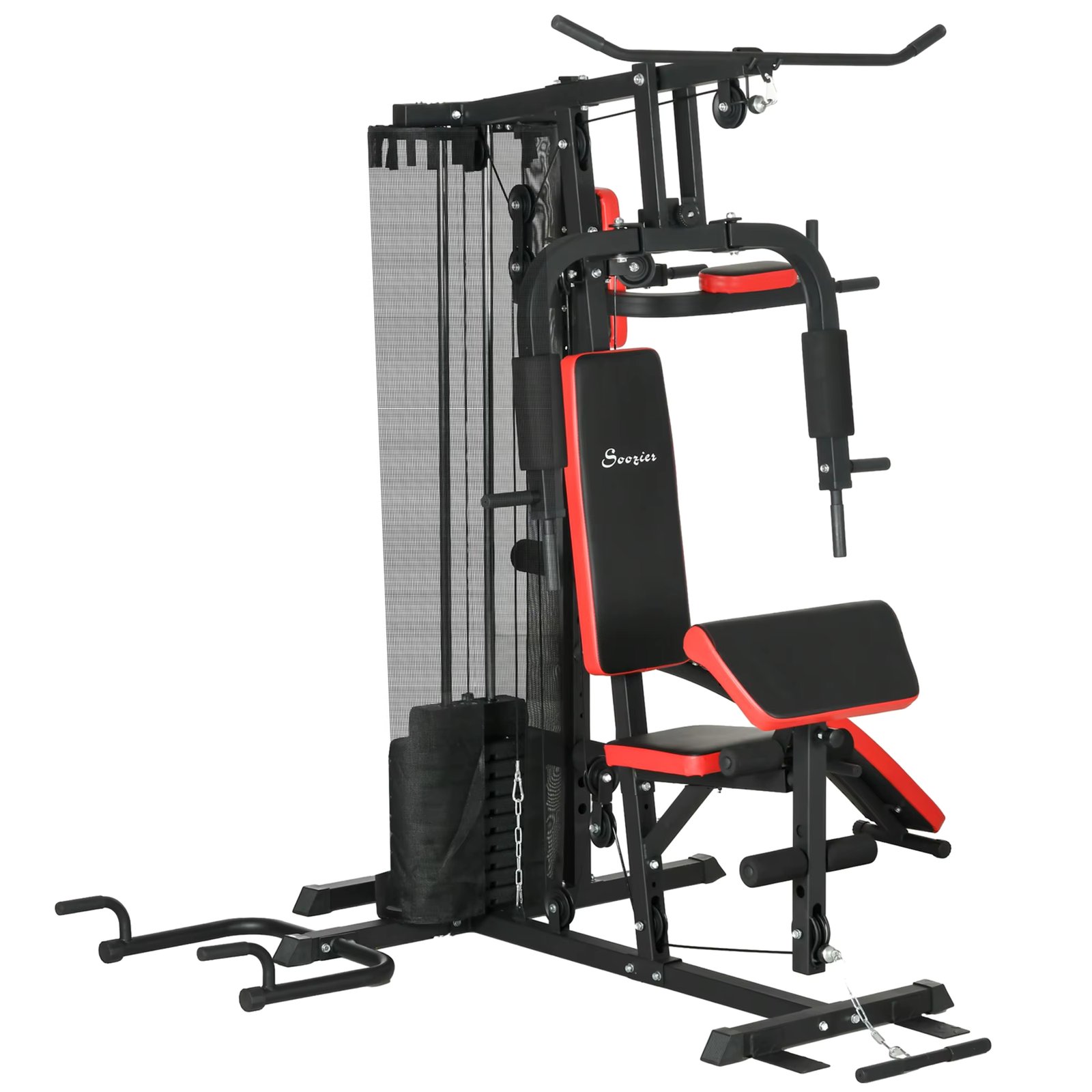 SPORTNOW Multi-Station Adjustable Bodybuilding Multistation Machine with 45 kg Weight Plates Max. 110 kg Load for Home Fitness Training Gym 225x175x200 cm Black