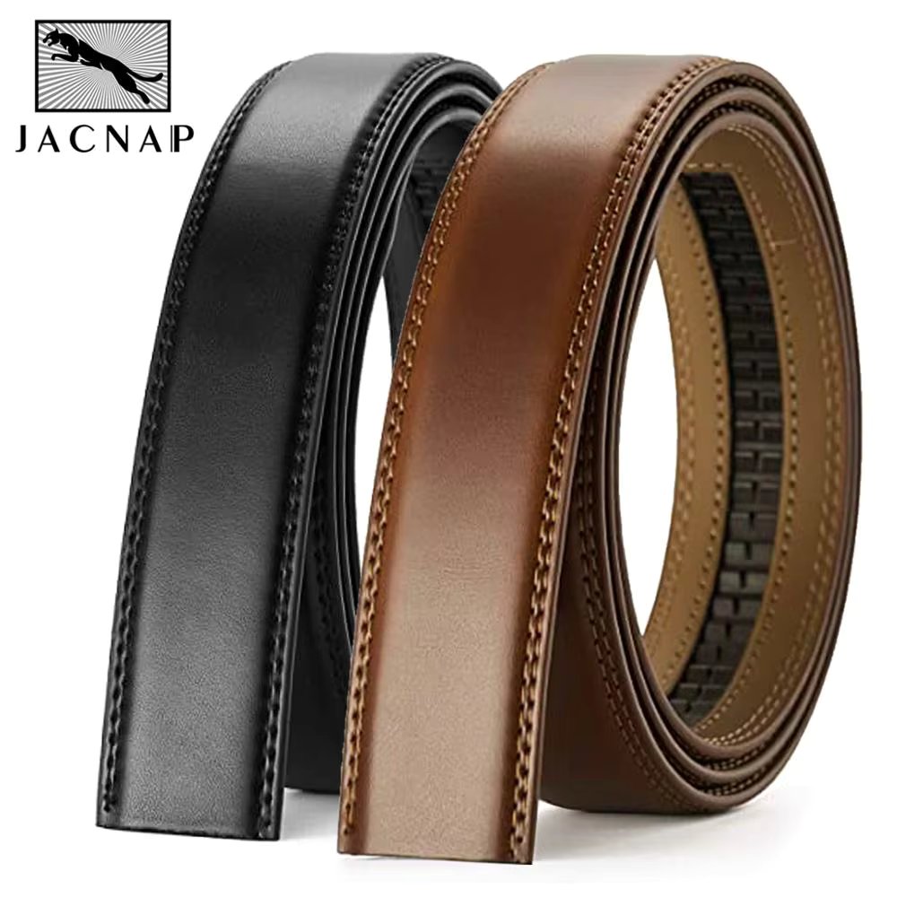 Men Belt Genuine Leather Belts for Automatic Buckle Black Brown Men's Belts Without Buckle Cowskin