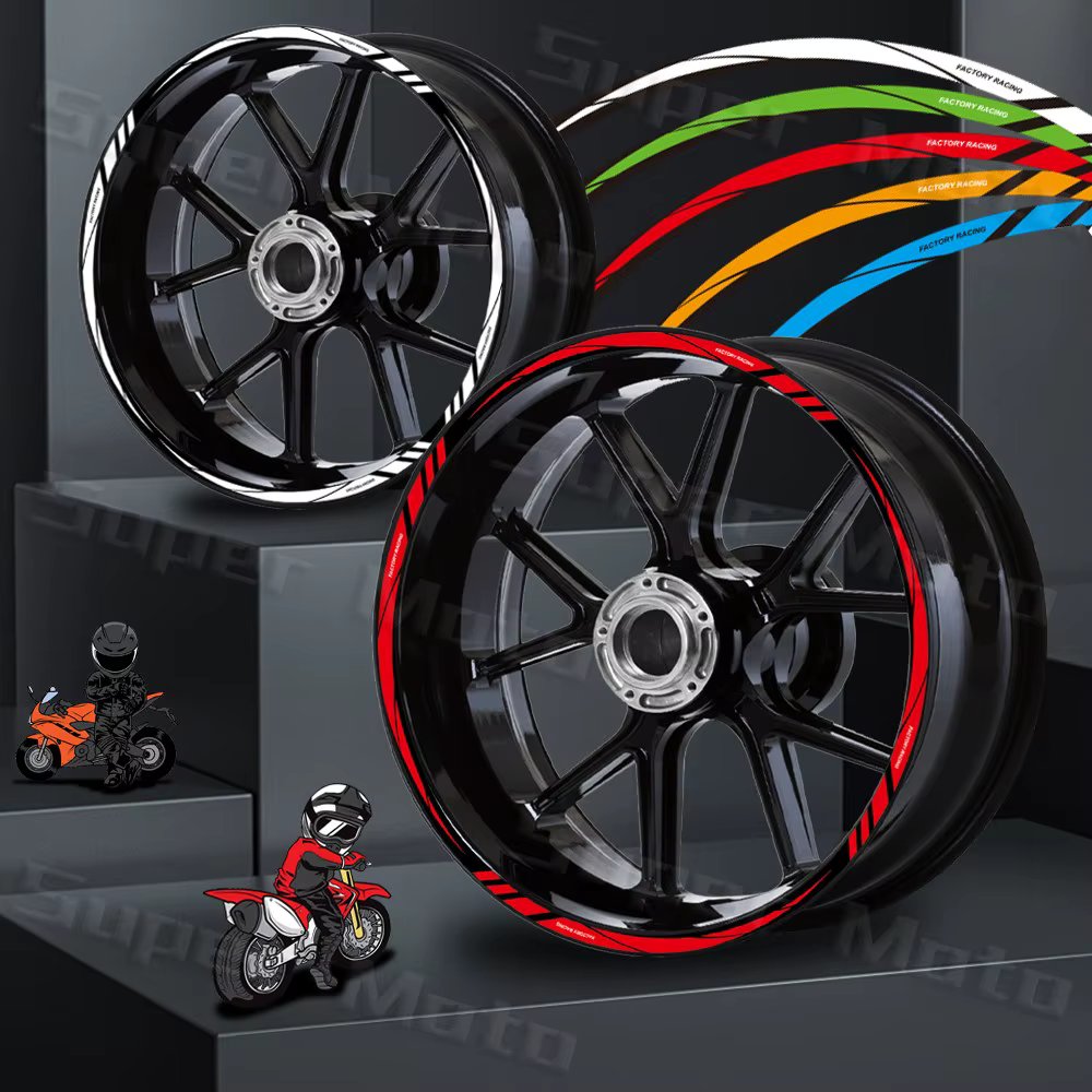 12"13 "14"15"16"17"18" inch Reflective Motorcycle Rim Sticker Wheel Hub Stripe Tire Decal Tape For Kawasaki Suzuki Honda YAMAHA
