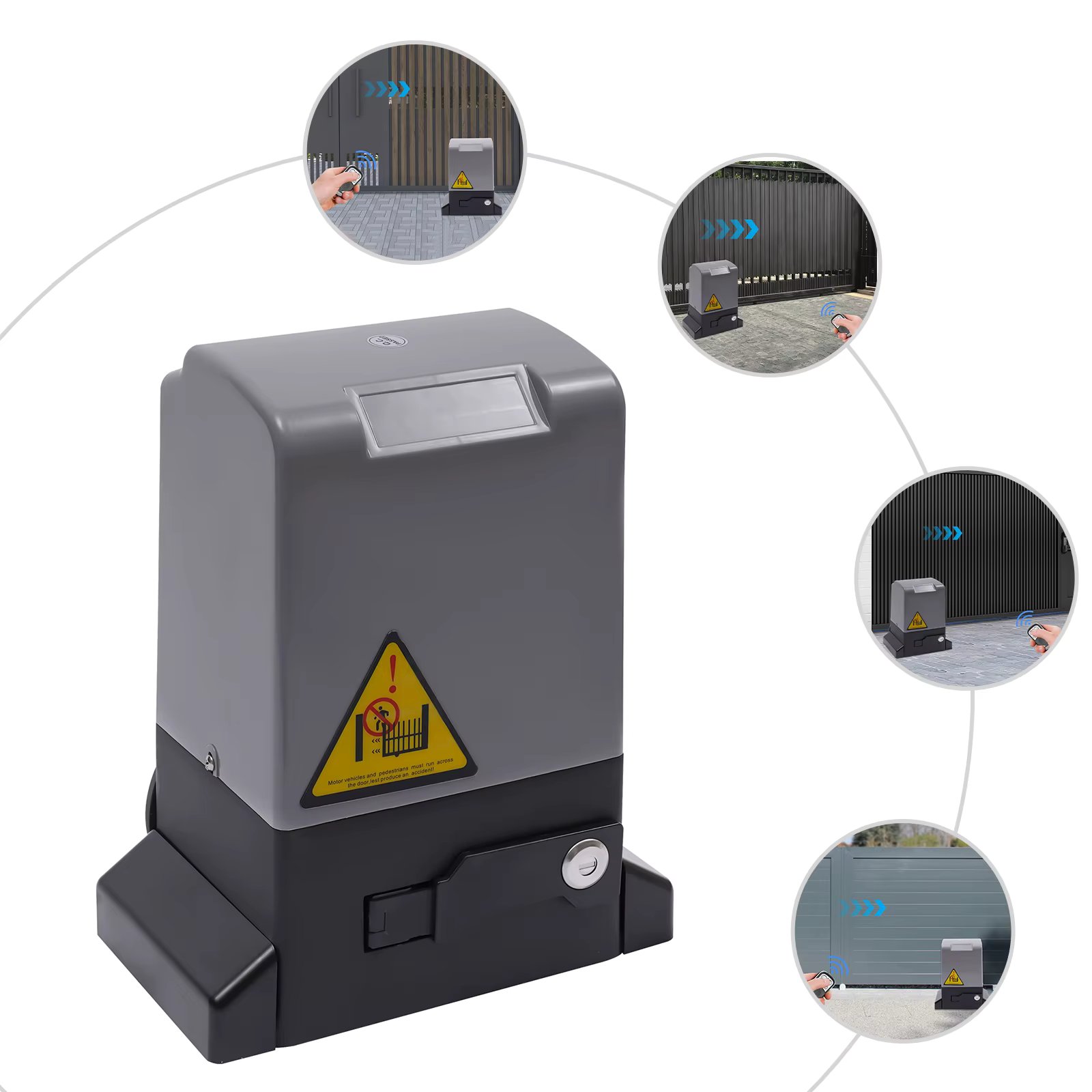 370W Sliding Gate Opener IP44 Waterproof All Copper Motor with Remote Control and Keys for Sliding Doors