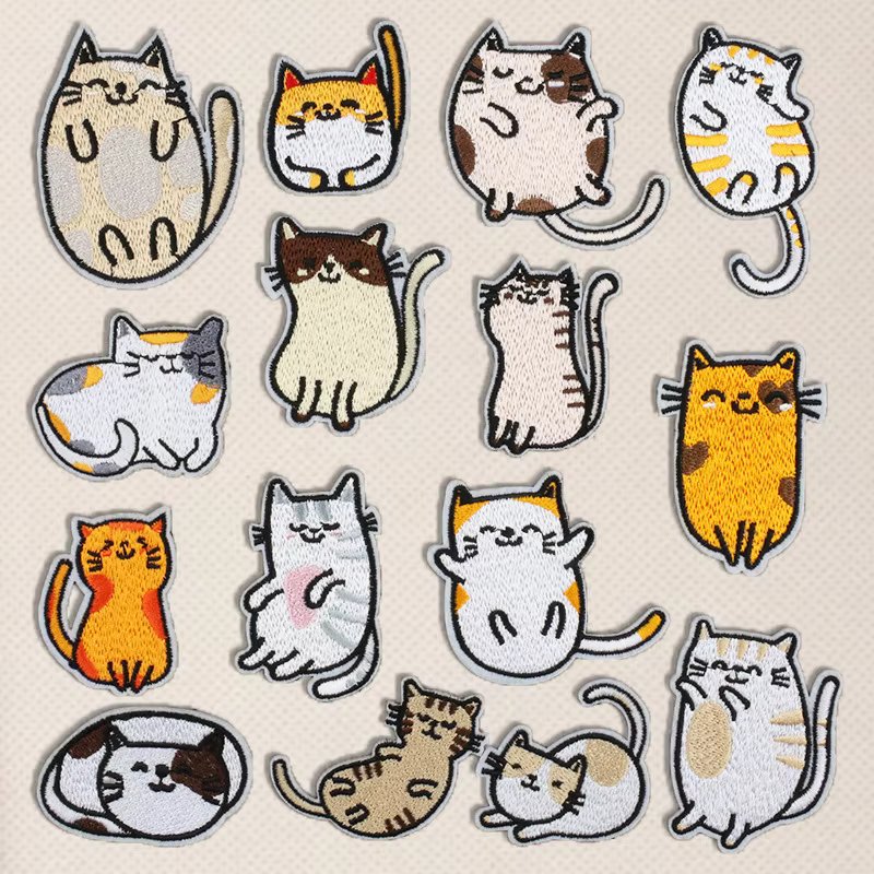 New Cute Fashionable Cat Embroidery Patches Cartoon Interesting Ironing Embroidery Kid Clothing Bag Hat  Thermoadhesive Badge