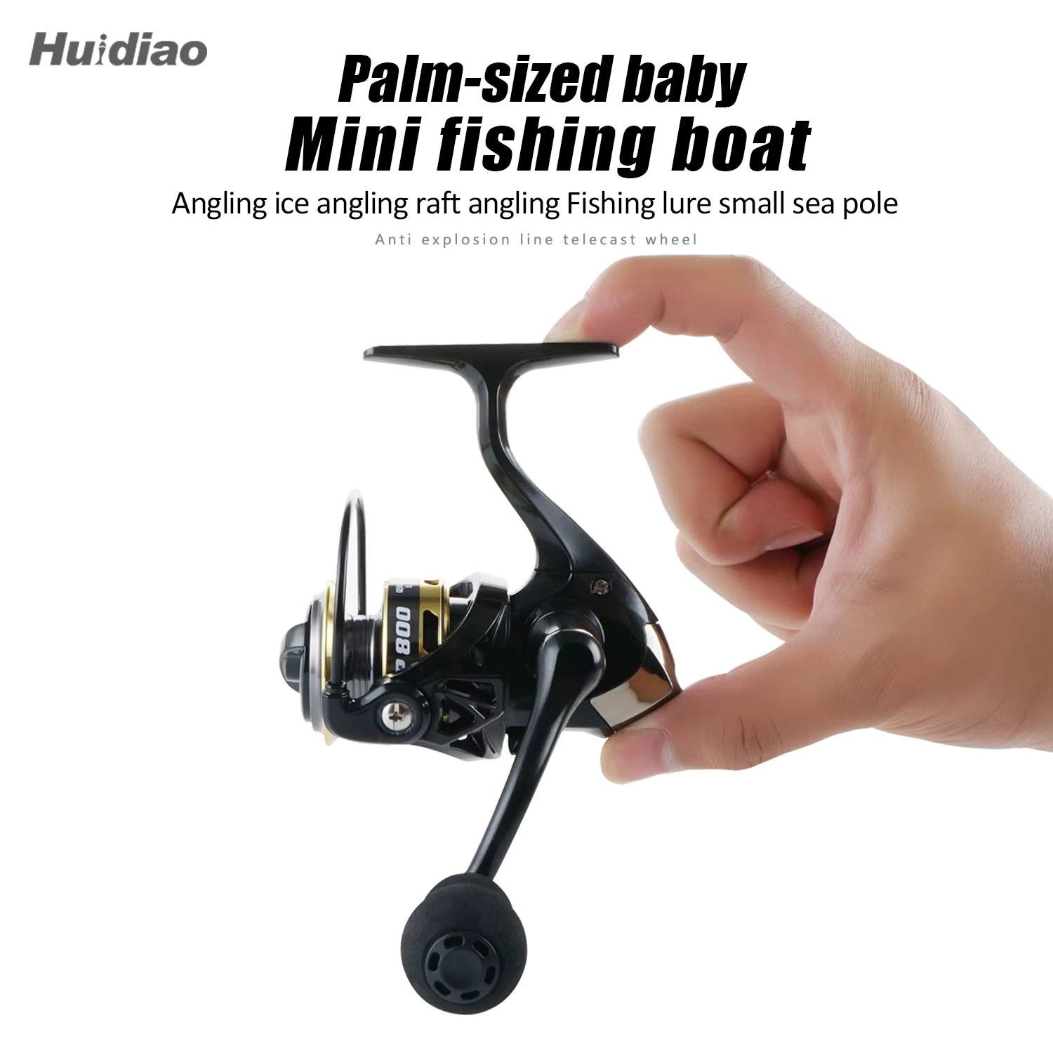 Huidiao 500 800 Series Rust Free And Smooth Bearing 5.2:1 Fishing Reel Drag System 5Kg Max Power Spinning Wheel Fishing Coil