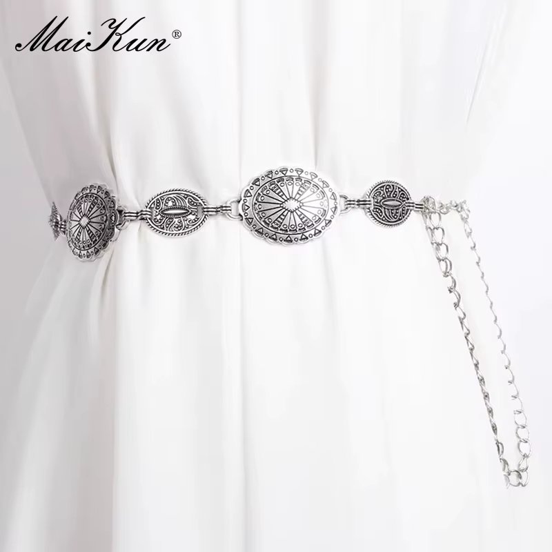 Maikun Y2k Vintage Metal Waist Chain Women's Ethnic Bohemian Belt Decorative Belt For Women