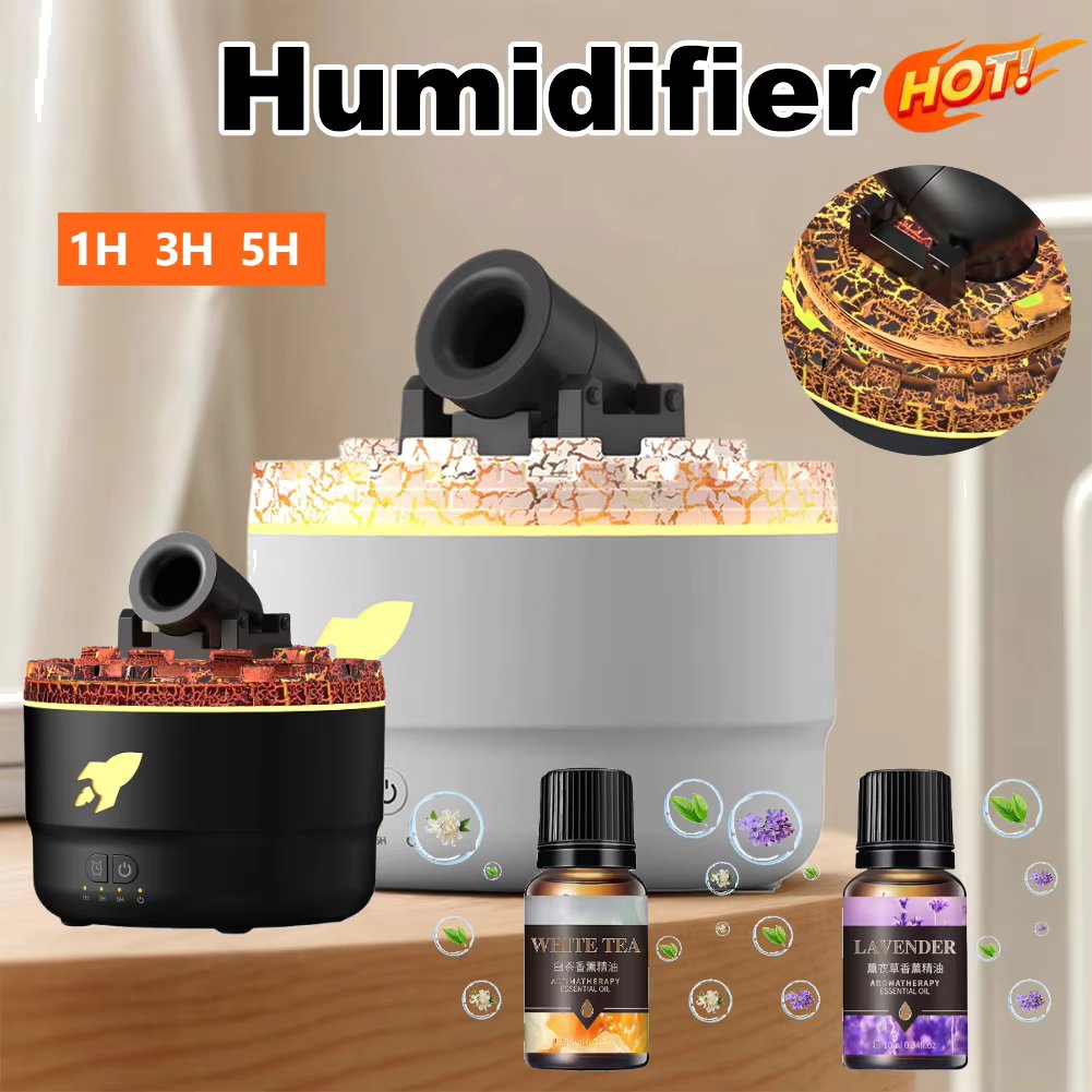 Volcanic Crack Light Cannon Blast Aroma Humidifier Essential Oil Diffuser Air Humidifier USB Aromatherapy Diffuser for Bedroom