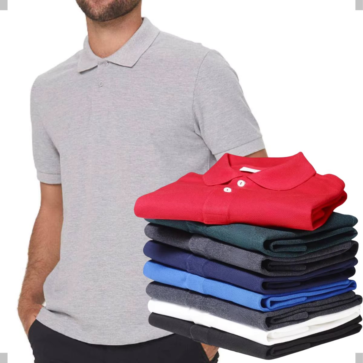 KIT 10 CAMISAS GOLA POLO ALGODÃO PIQUET MASCULINA PREMIUM PLUS SIZE CAMISETA BASICA