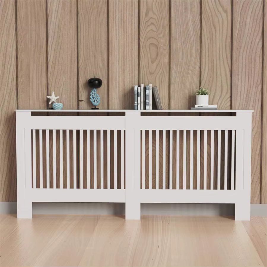 High Radiator Cover Modern Slatted Vertical Radiator Cover MDF Cabinet High Radiators Shelf for Bedroom Living Room Radiators