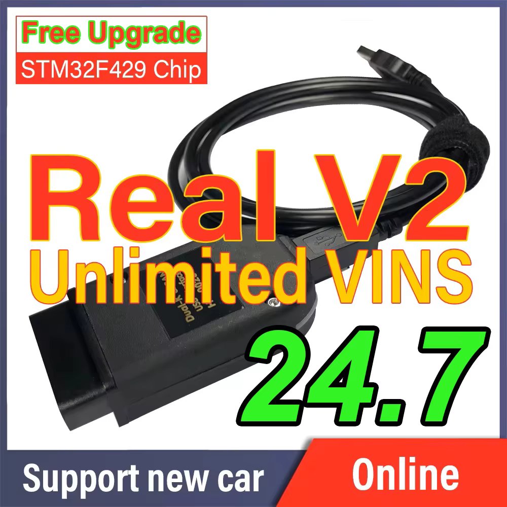 2024 Real Hex V2 24.7 Vag Com ARM STM32F429 Chip Car Diagnostic Tool Coding Function Free Update VAGCOM Hex-V2 USB Interface
