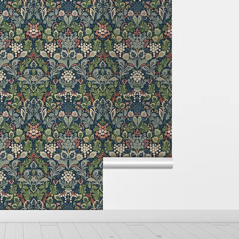 Vintage Green Leaf Flowers Self Adhesive Wallpaper Chic Peel And Stick Vinyl Background Room Decor Floral Waterproof Wall Mural