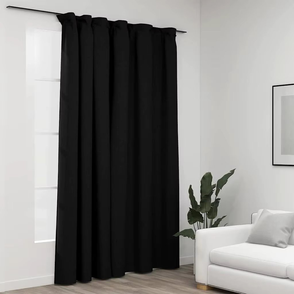 290x245cm blackout curtain with hooks anthracite gray linen look