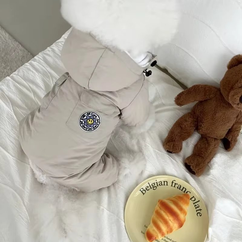 Pet Dog Clothes Hooded Four Legged Coat Pet Parkas Dog Jumpsuit Winter Double Pocket Coat for Teddy Yorkshire Small Dog Jackets