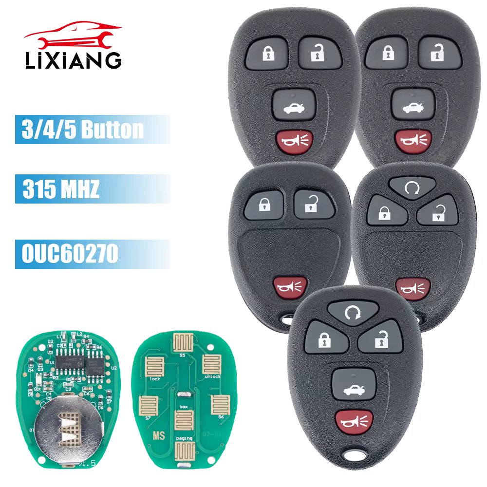 LIXIANG 315/433Mhz OUC60270 3/4/5/6 Buttons Remote Control Keyless Entry Car Key Fob for Buick Chevrolet Cadillac GMC Saturn