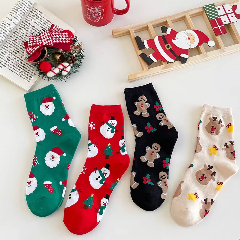 Christmas Harajuku Characteristic Couple Socks Funny Cosplay Outdoor trend Couple Sock Ghost Print Men/Women's Middle Tube Socks