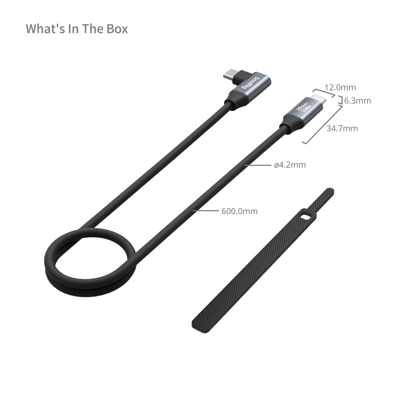 SmallRig USB-C to USB-C Data Cable Straight-to-Angled 20Gbps Data Transmission 100W Power Bank Wire for DSLR Cameras Battery