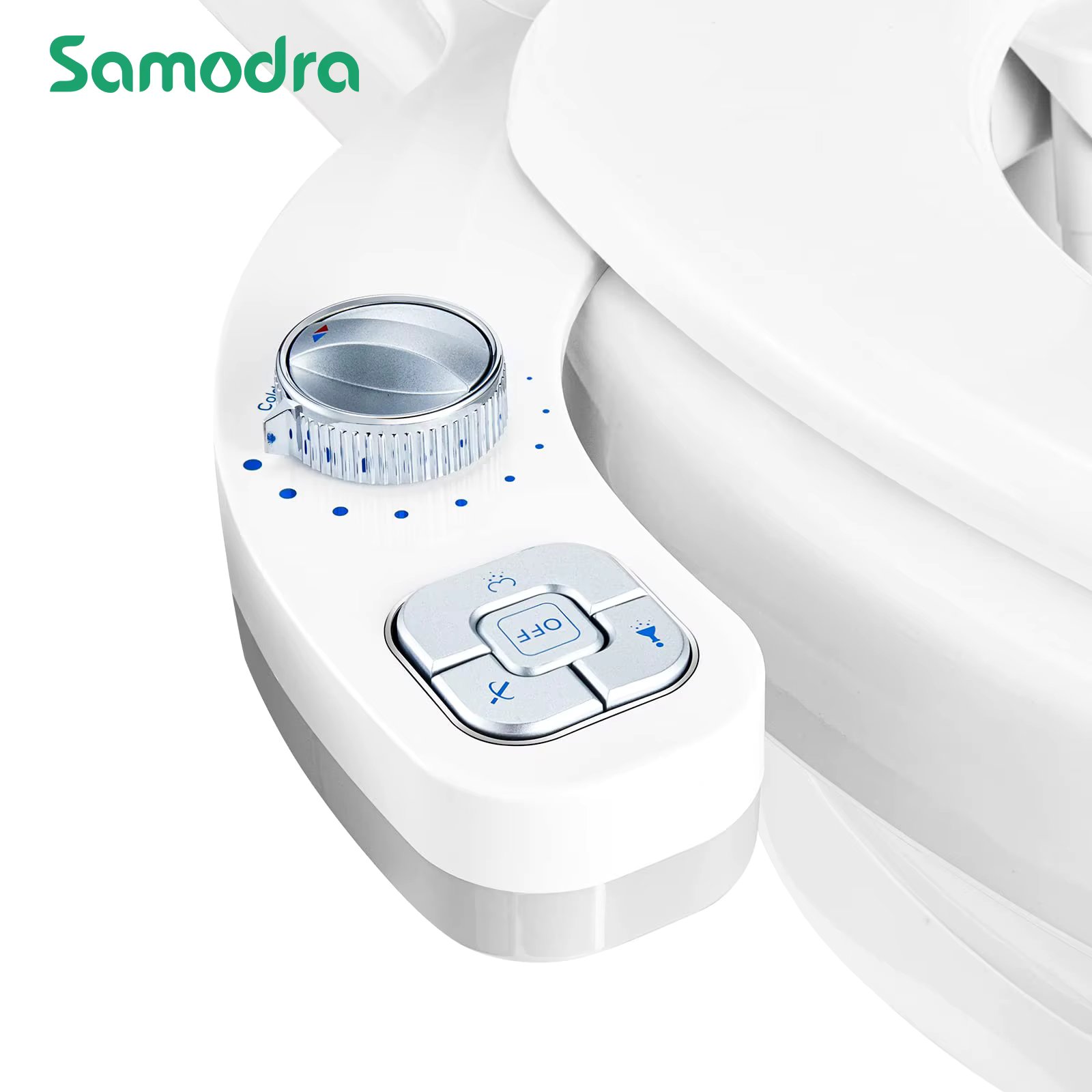 SAMODRA Bidet Attachment for Toilet - Warm Water, Hot & Cold, Non-Electric Pressure Sprayer Nozzle Control for Posterior & Femin