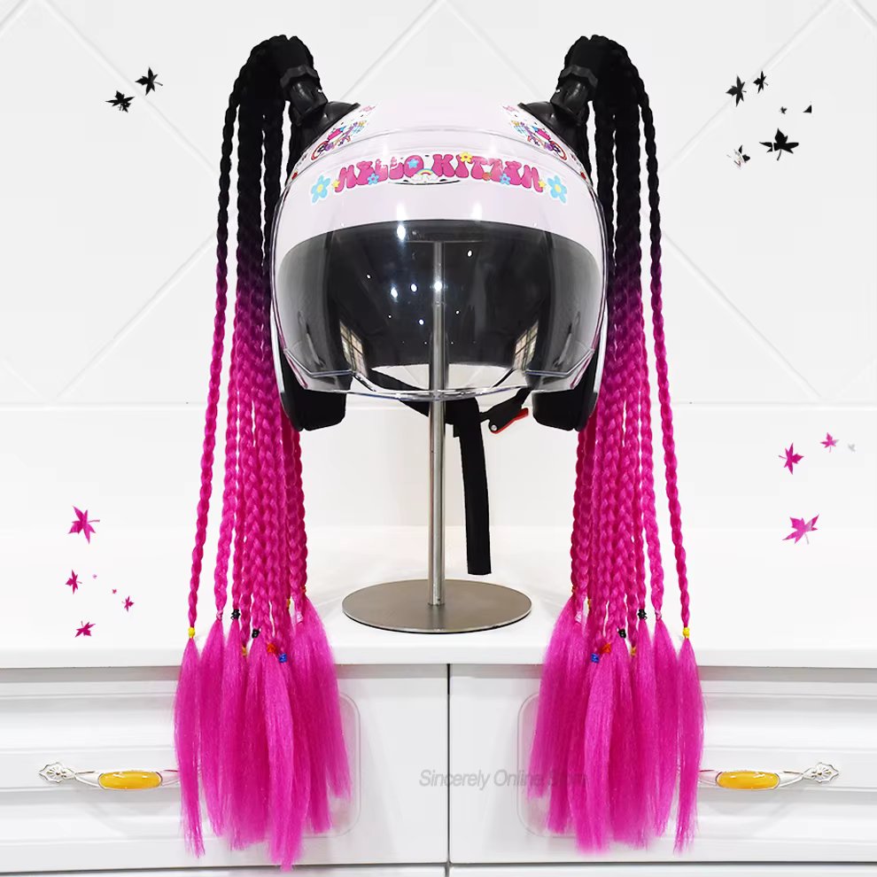 2pcs/pair 24" New Motorcycle Helmet Braids Pigtails Ponytail Twist For Women Men Children Gift Motorbike Riding Helmet Braids
