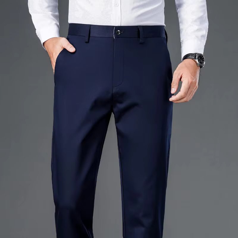 Men's lightweight business casual pants with micro elasticitymen's quick drying pantsnew straight leg office black deep bluepant
