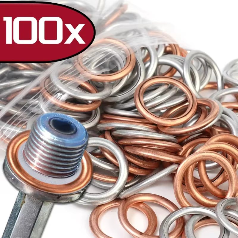 Car Oil Pan Drain Gasket Drainage Bolt Pad Aluminum/ Copper Oil Drain Plug Gasket Replaceable Accessories for Volkswagen Audi