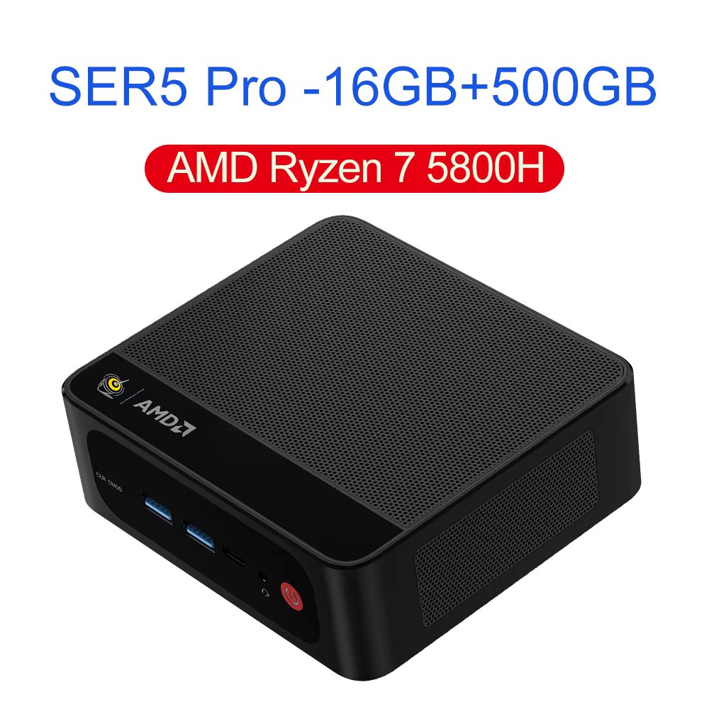 Beelink SER5 Mini PC AMD Ryzen 5 5700U 16GB NVME SSD 500GB 4K Dual HD 1000M Wifi6 SER5 Max 5800H 5560U Gamer Computer