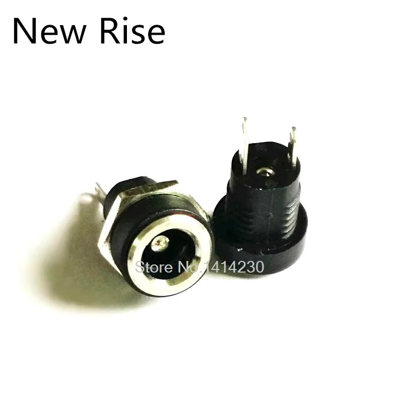 5Pcs 3A 12v for DC Power Supply Jack Socket Female Panel Mount Connector 5.5mm 2.1mm Plug Adapter 2 Terminal types 5.5*2.1