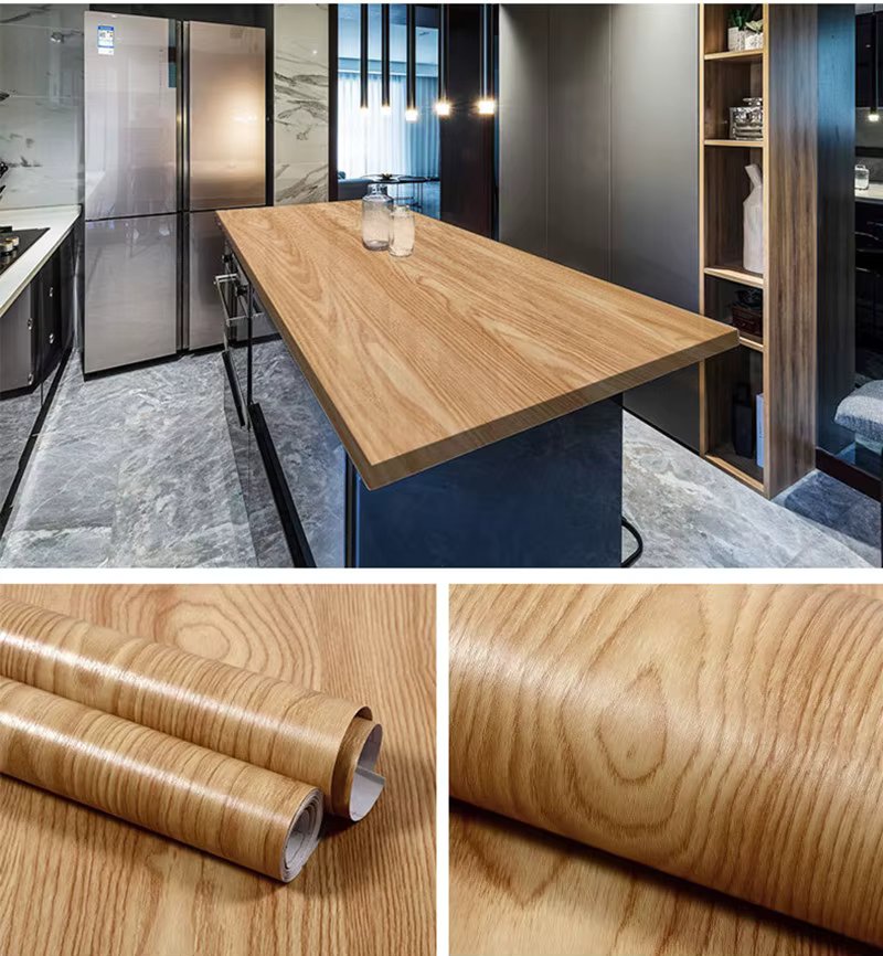 5M/10M Wood PVC Wallpaper Grain Home Decor Furniture Waterproof Vinyl Wall Sticker Self Adhesive Kitchen Cabinet Door Sticker
