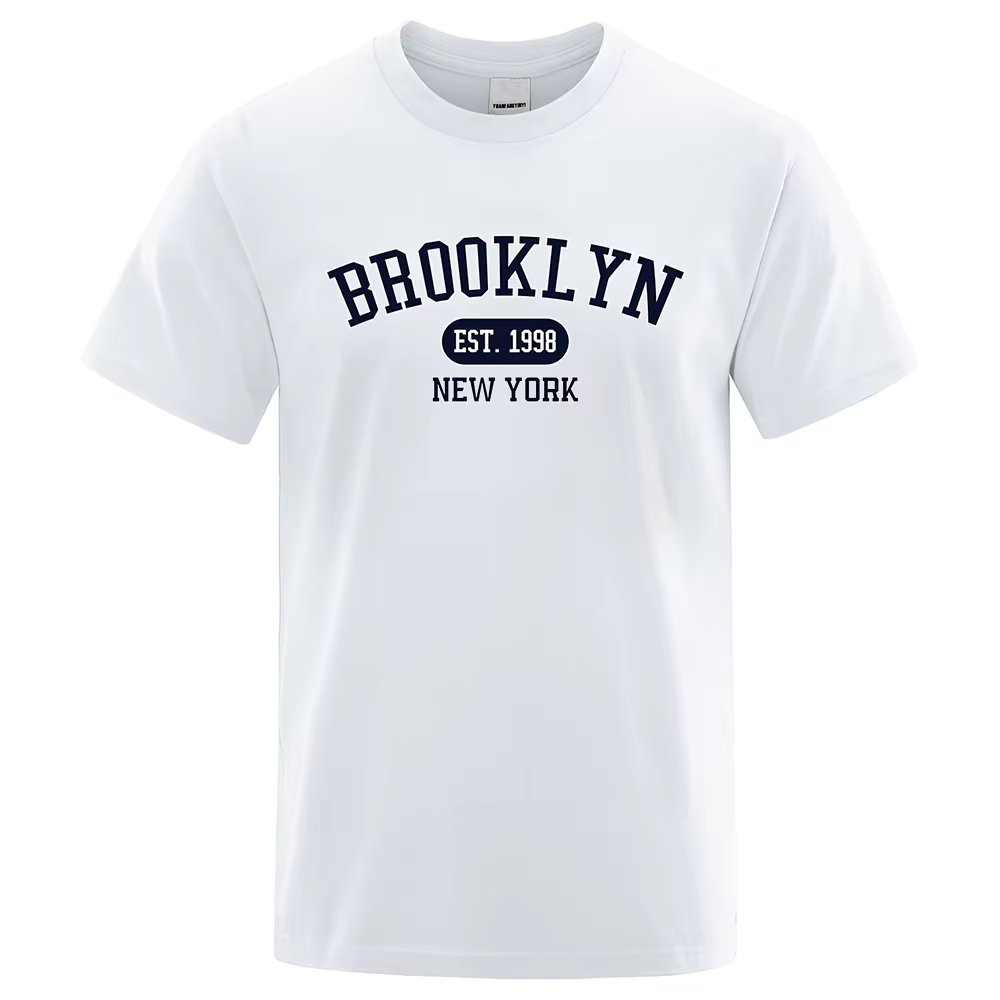 Brooklyn Est.1998 New York Letter Print T Shirts Man Women Casual Short Sleeve Breathable Fashion Tops Cotton Oversized T-Shirts