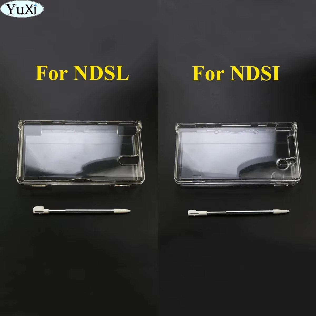 YuXi Transparent Crystal Case Clear Hard Cover Shell For Nintend DSL NDS Lite NDSL for DSi NDSi Console & Touch Screen Pen