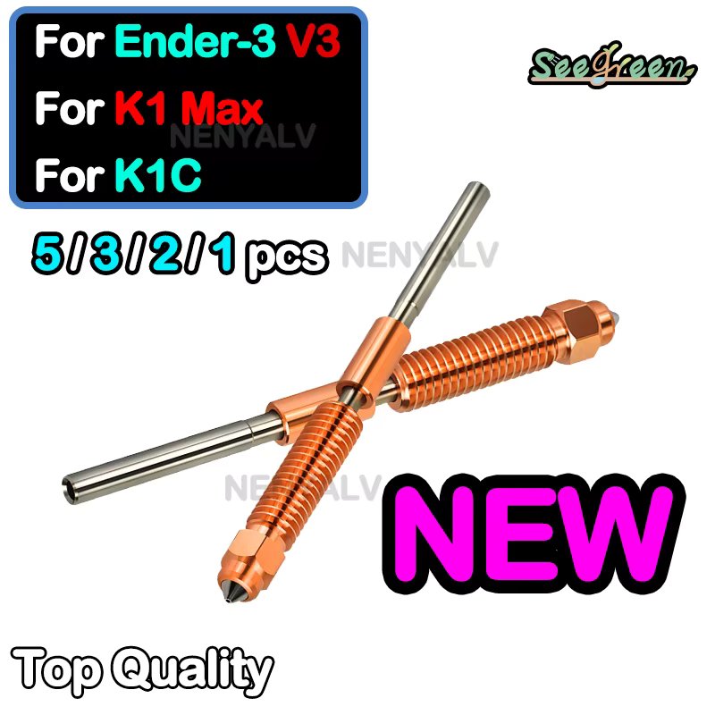 For Creality K1C Nozzle All-in-one Copper Titanium Nozzles High Flow Upgraded K1C K1 Max Nozzle 0.2/0.4/0.6/0.8mm For Ender-3 V3
