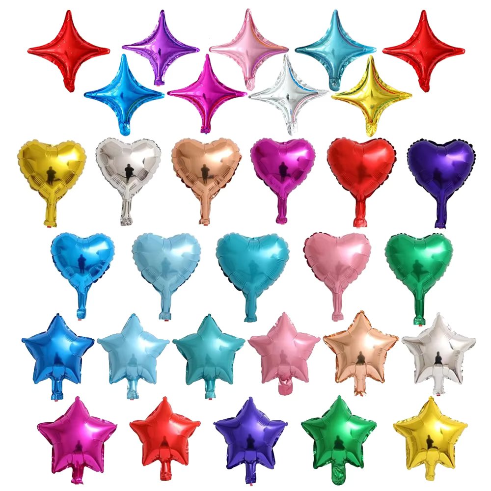 50pcs 10inch Four-pointed Star Foil Balloon Wedding Baby Birthday Party Decorations Kids Aluminum Macaron Star Balloon