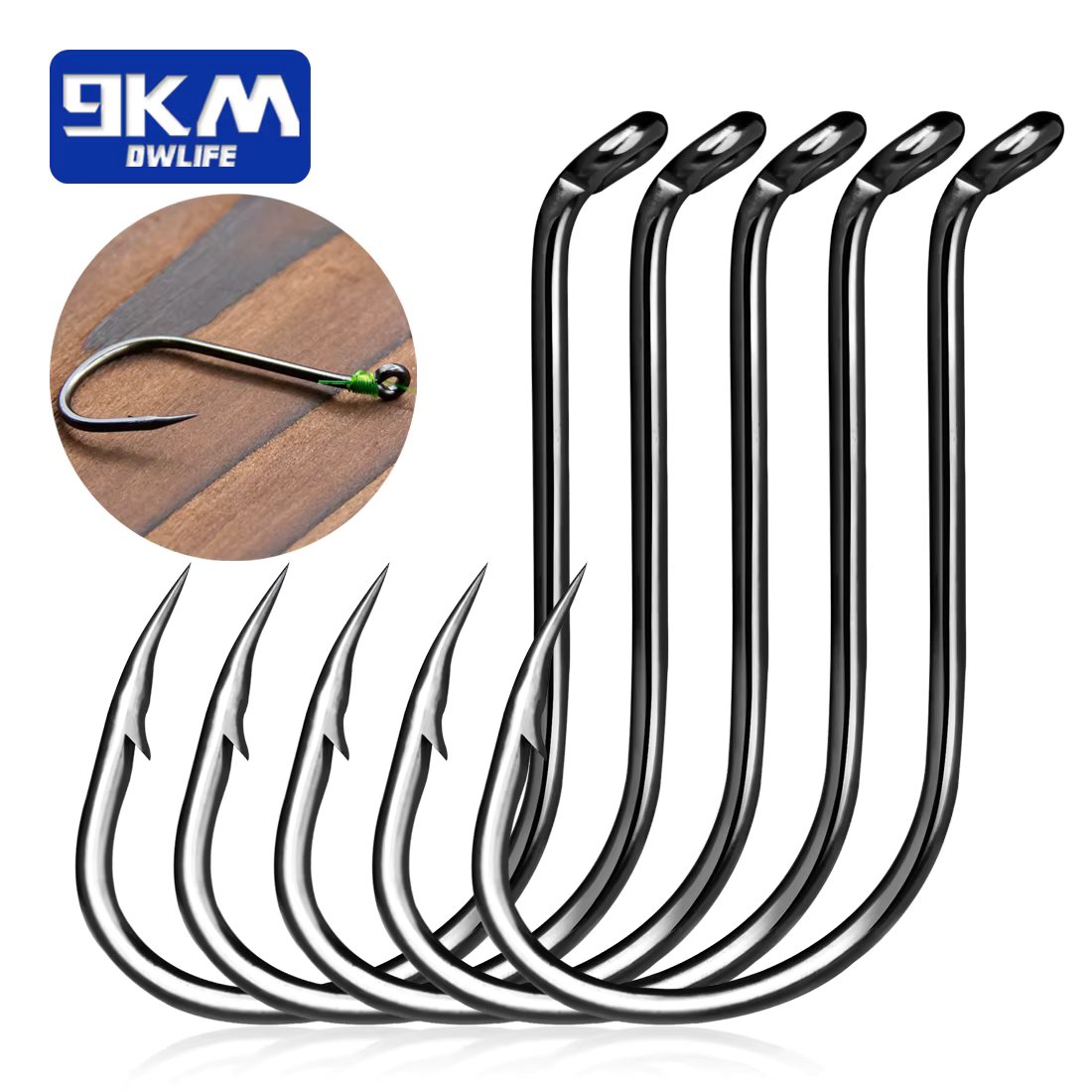 9KM Octopus Fishing Hook Sea Carp Fishing Lures Barbed Hooks Black 50Pcs Fishing Jig Worm Hooks Tackle Saltwater Freshwater