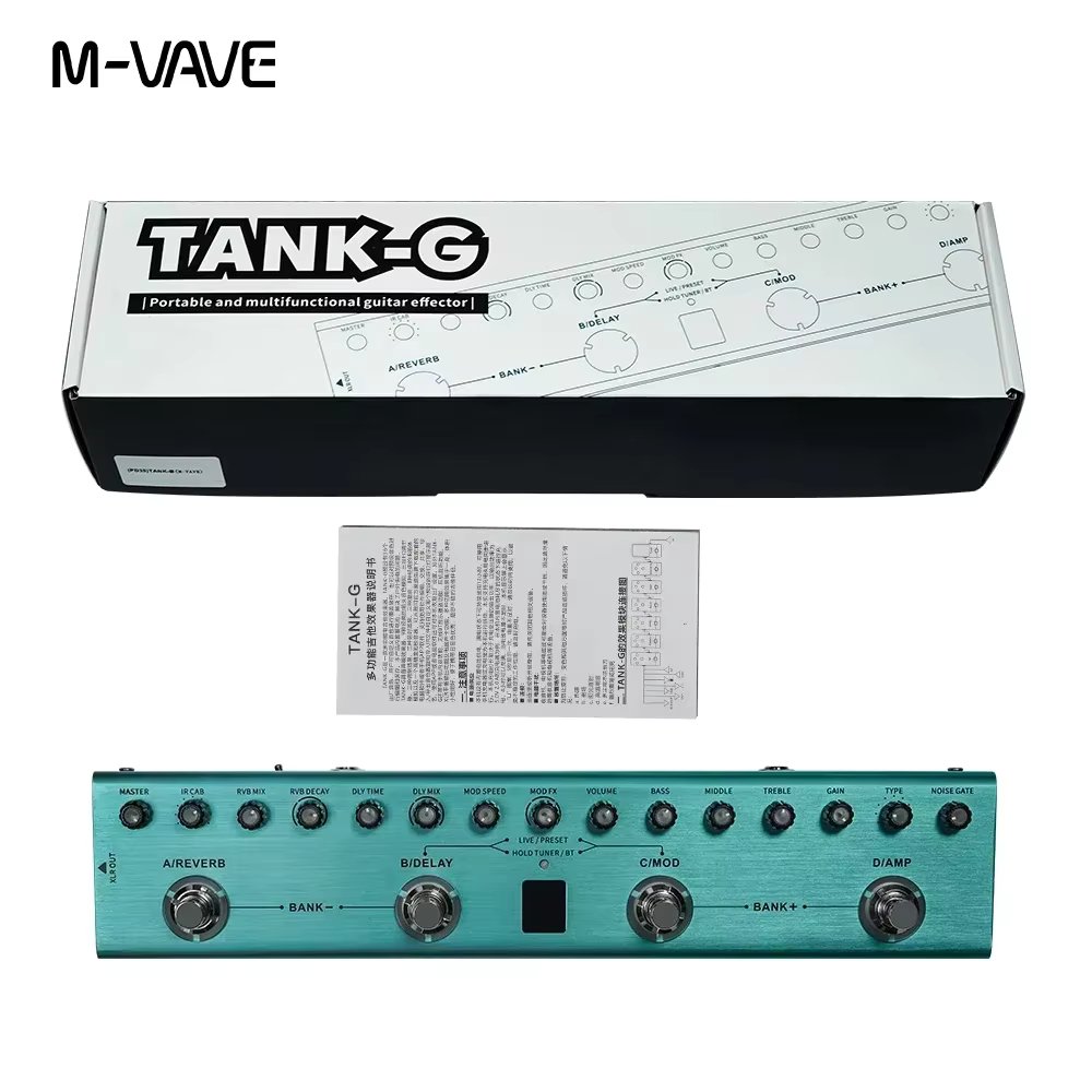 M-VAVE Tank-G Guitar Multi-Effects Pedal Rechargeable 36 Presets 9 Preamp Slots 8 IR Cab Slots 3 Modulation/Delay/Reverb Effects