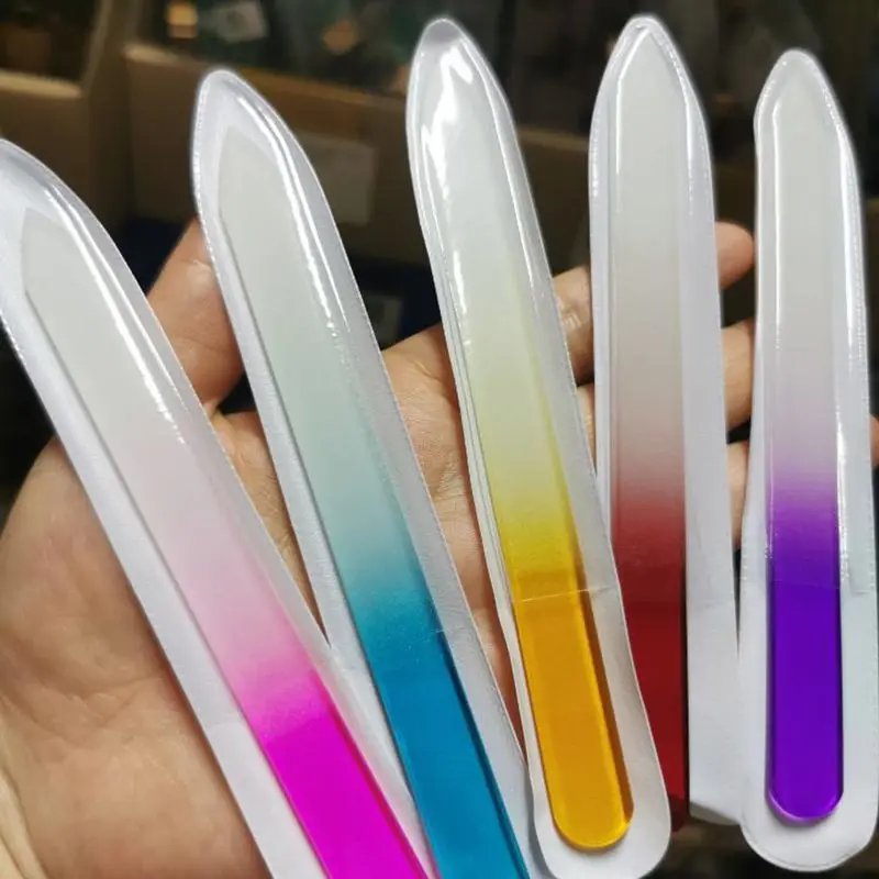 5pcs/set Professional Crystal Glass Sanding Polishing Nail Files Transparent Nail File Grinding Nail Art Equipment Manicure Tool
