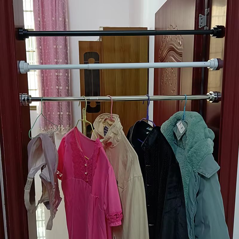 Extendable Telescopic Curtain Rod Rail Wardrobe Closet Clothes Towel Hanging Pole Bathroom Shower Clothes Hanger Towel Bar