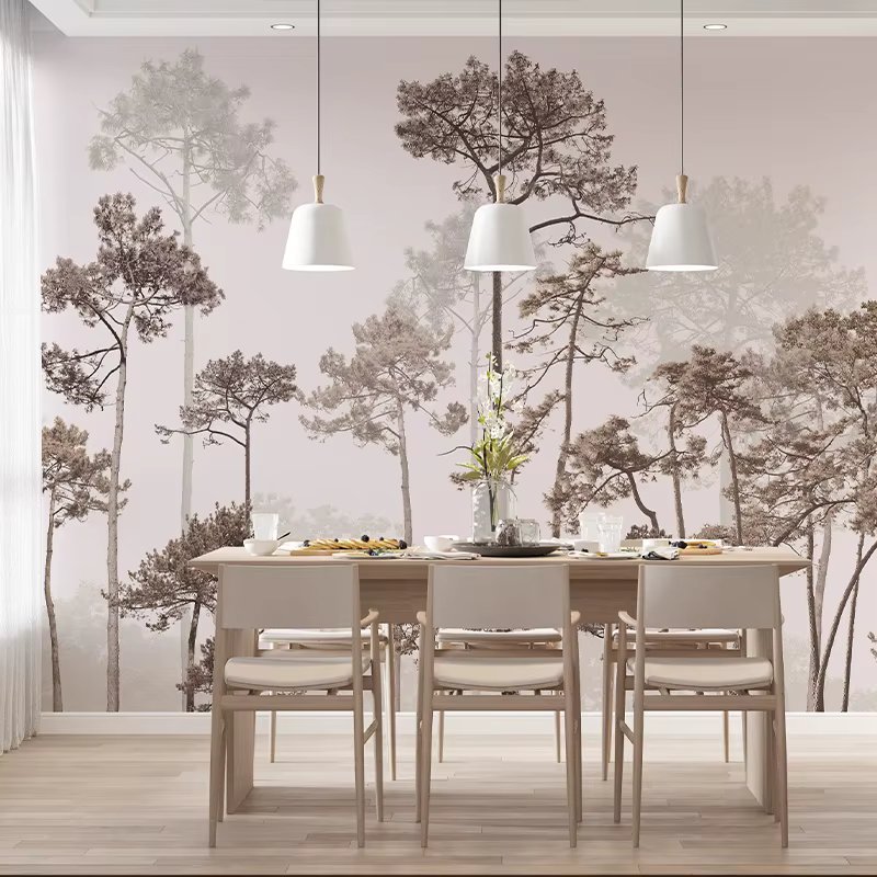 Zeeko Fog Forest Mural for Living Room Paranormal Landscape Wallpaper Bedroom TV Background Canvas Fabric Custom Mural Woodland