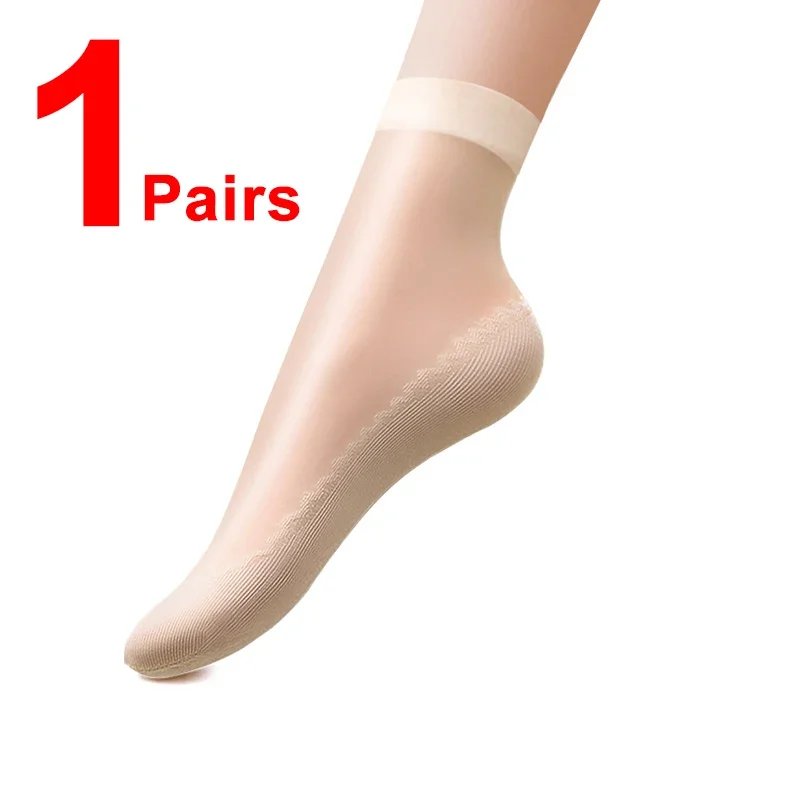 Spring Summer Women Soft Socks Velvet Silk Socks Non-Slip Bottom Splice Transparent Ladies Ultrathin Breathable Sock